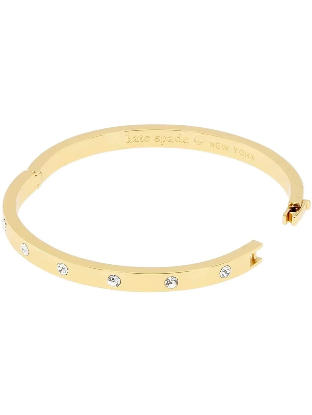 Kate Spade Gold-tone Crystal Set in Stone Hinged Bangle Bracelet - New - Picture 2 of 4